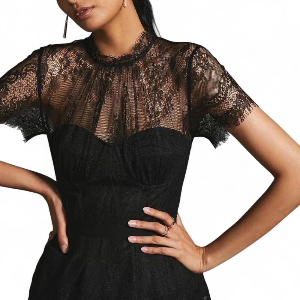 Mare Mare x Anthropologie Black Lace Bustier Top - Size XSmall